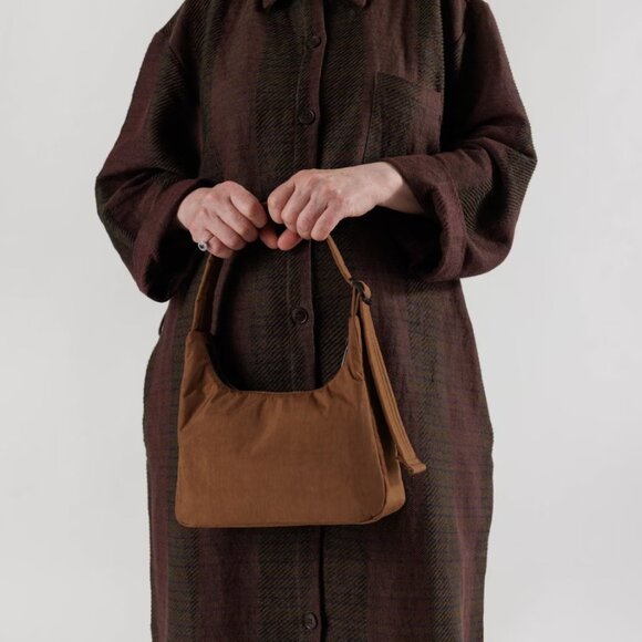 NWT BAGGU Nylon Mini Shoulder Bag / Brown 2024 - Picture 5 of 5